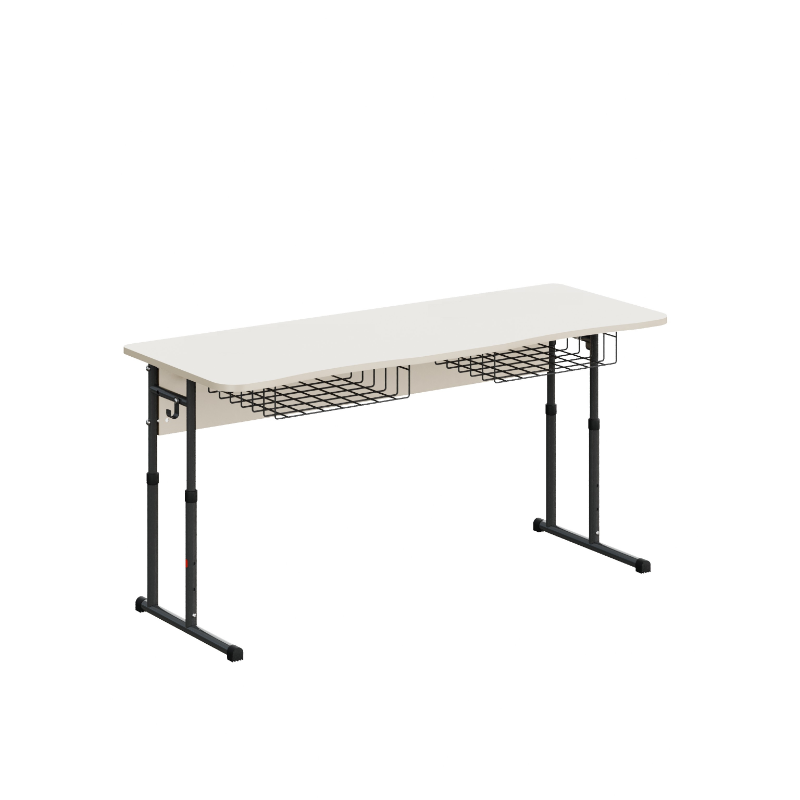 Стіл учнівський двомісний 1300 з полицею сіткою №4-7 на лижі (7846) МЕБЛІ ТЕХНОСТИЛЬ